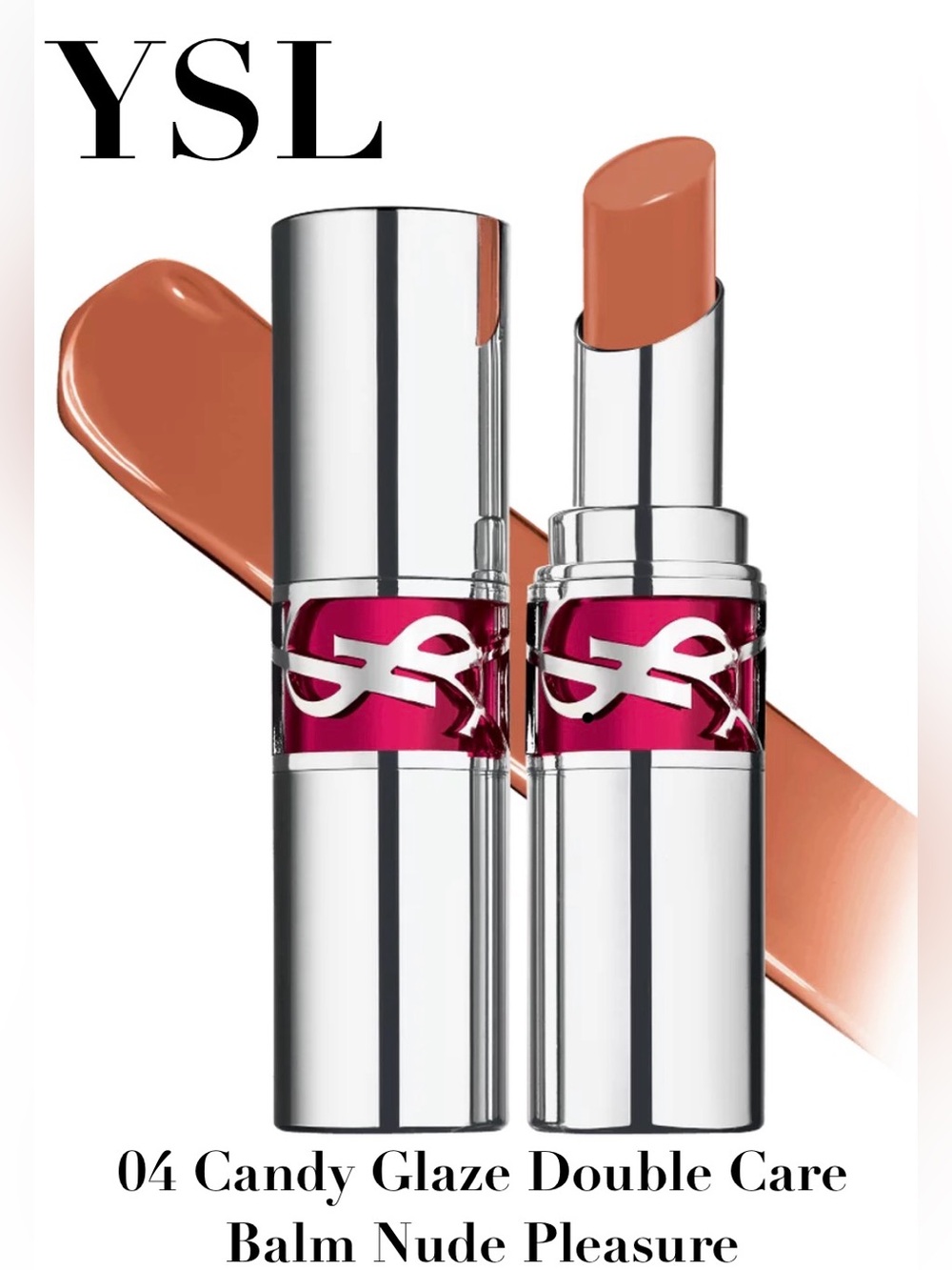 NWT Yves Saint Laurent YSL LOVESHINE CANDY GLAZE Dbl Care Lip Balm, 4 Nude Plsr